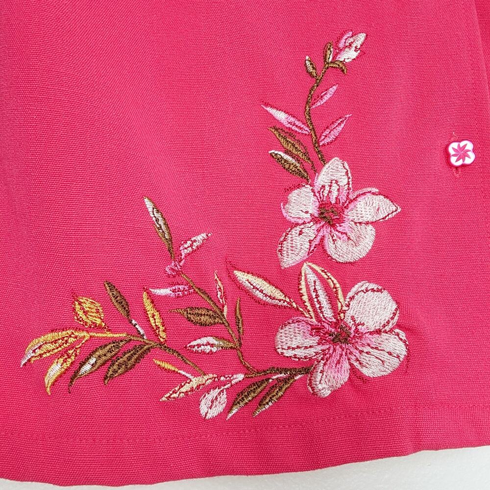 Vintage Koret Floral Embroidered Short Sleeve Blouse Button Up 8 - Picture 6 of 10